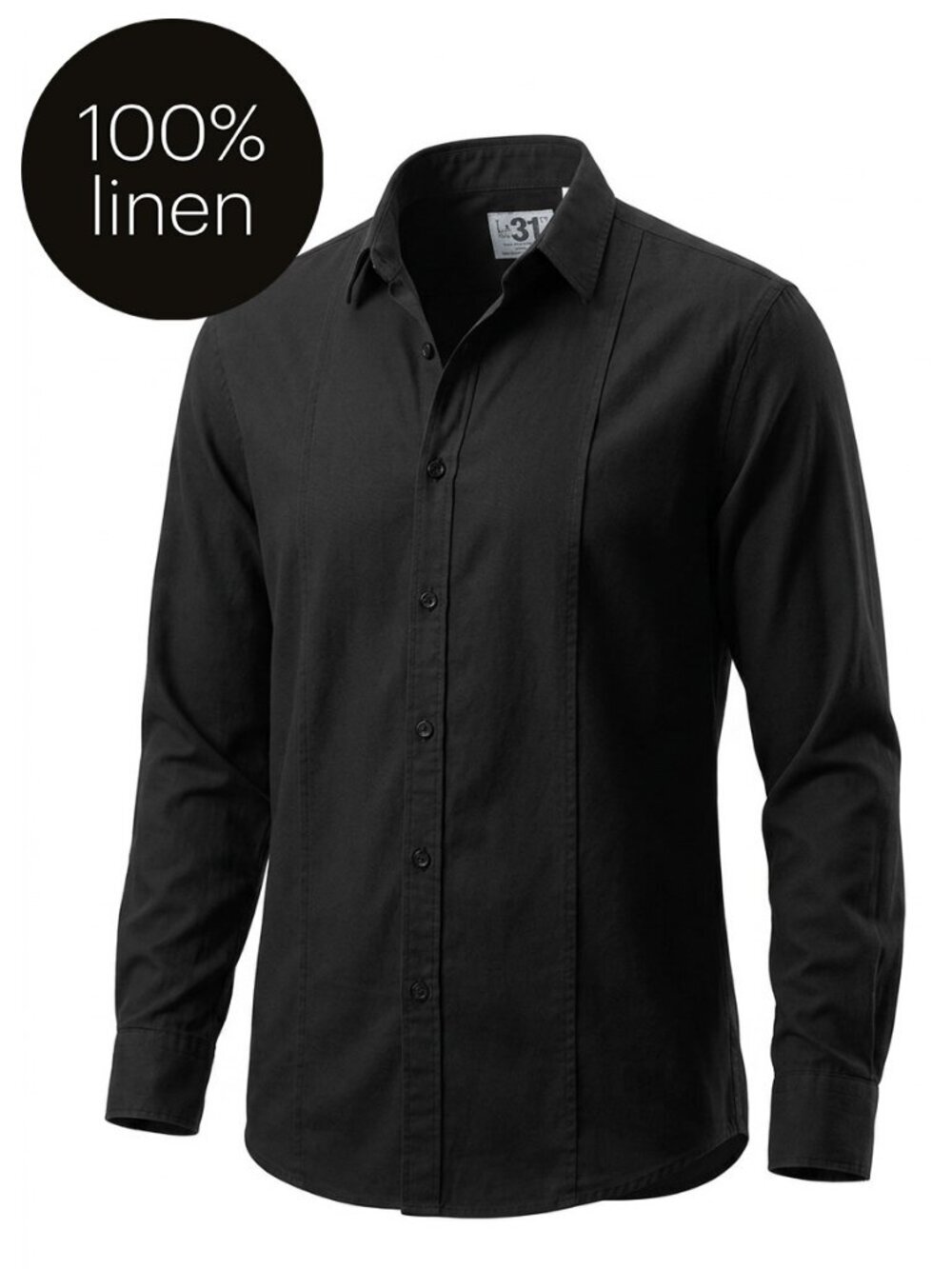 LE 31 Black 100% Linen Button-Up Long Sleeve Shirt Casual Lightweight m
